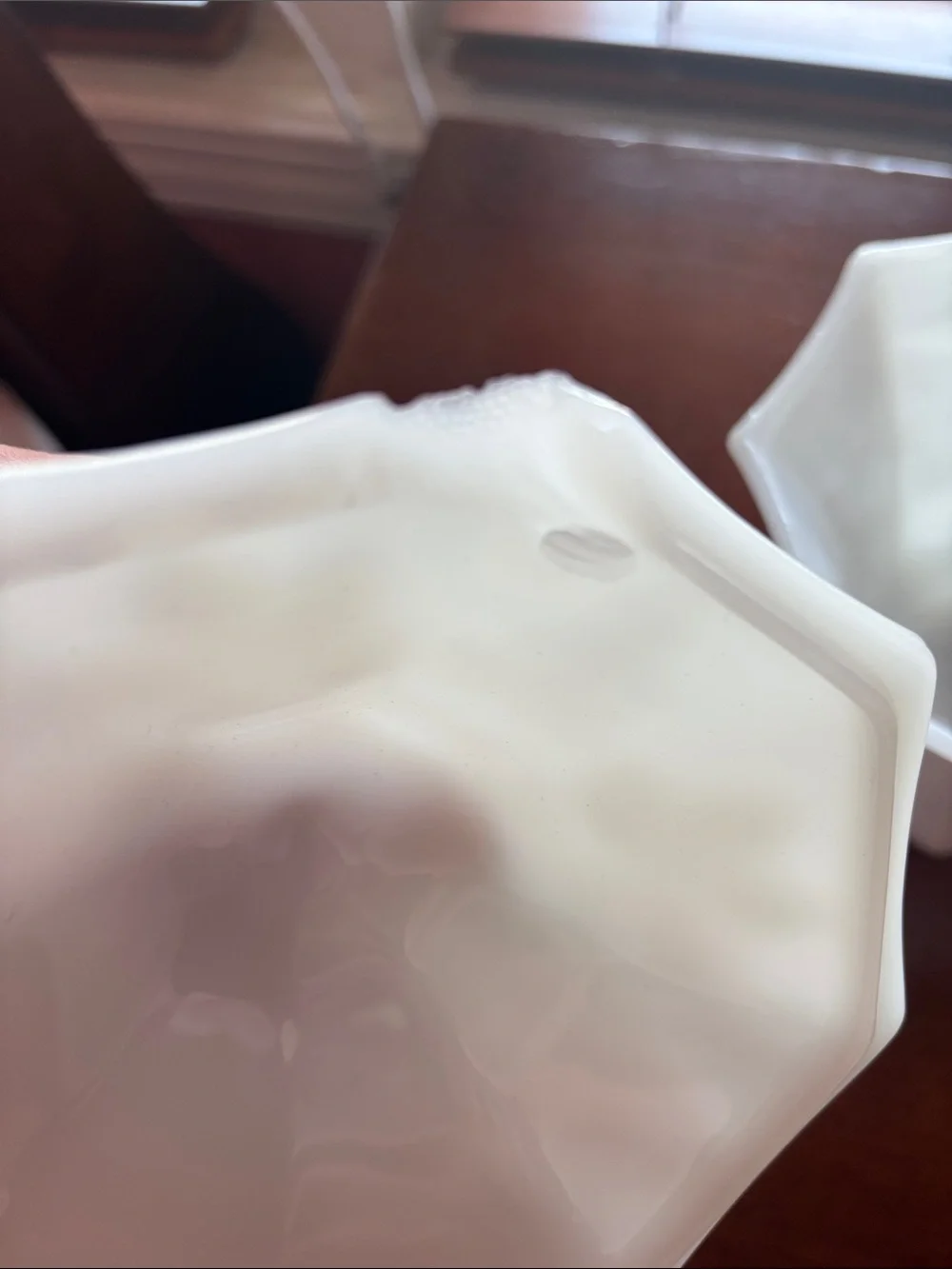 Octagonal White Milk Glass Pedestal Candy Dish with Lid